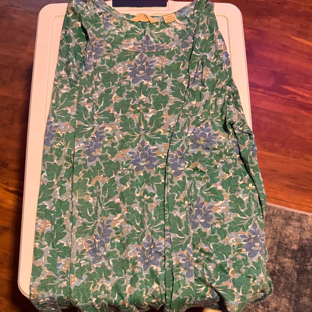 Floral Green and Blue Long Sleeve Top